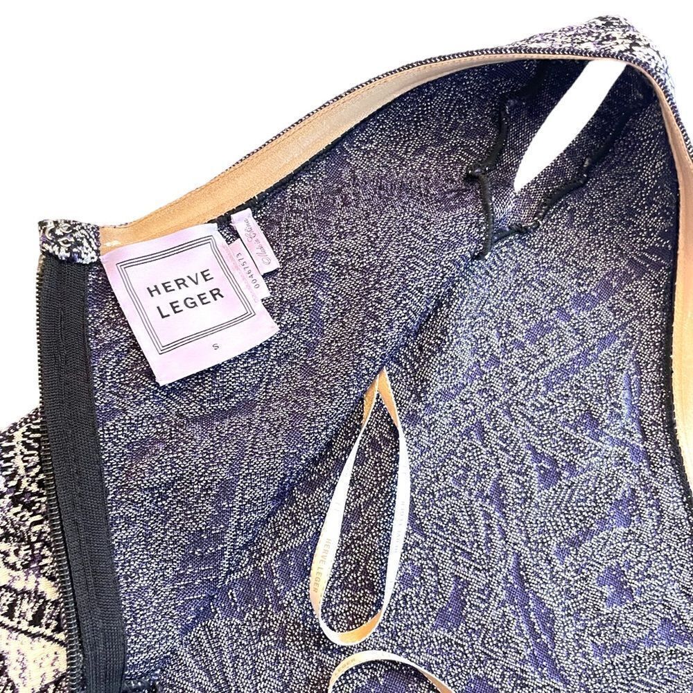 Herve Leger Blue/Violet Staci Floral Jacquard BodyCon Dress |Size: Small| - Picture 8 of 13